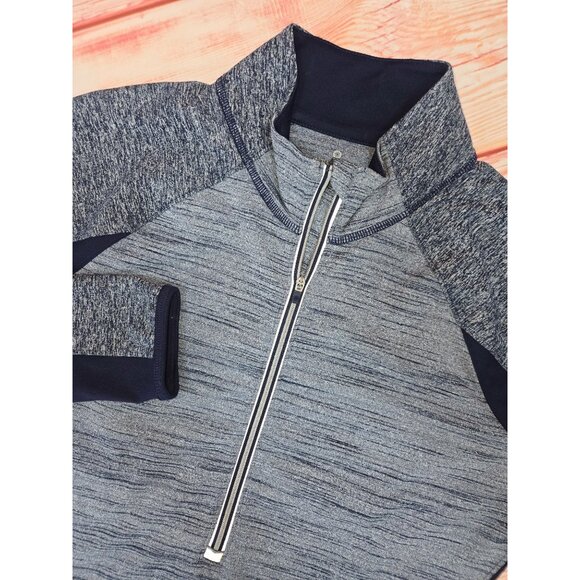 Athleta Womens Large Tall 1/4 Zip Pullover Top Navy & Gray Long Sleeve - Picture 4 of 9